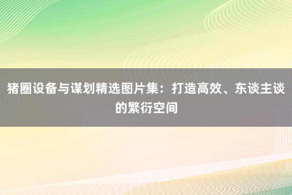 猪圈设备与谋划精选图片集：打造高效、东谈主谈的繁衍空间